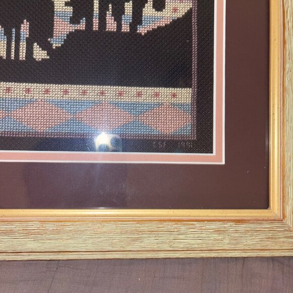 Native American Southwest Needle Point Cross Stitch Framed And Matted Set of 2 - Picture 6 of 10